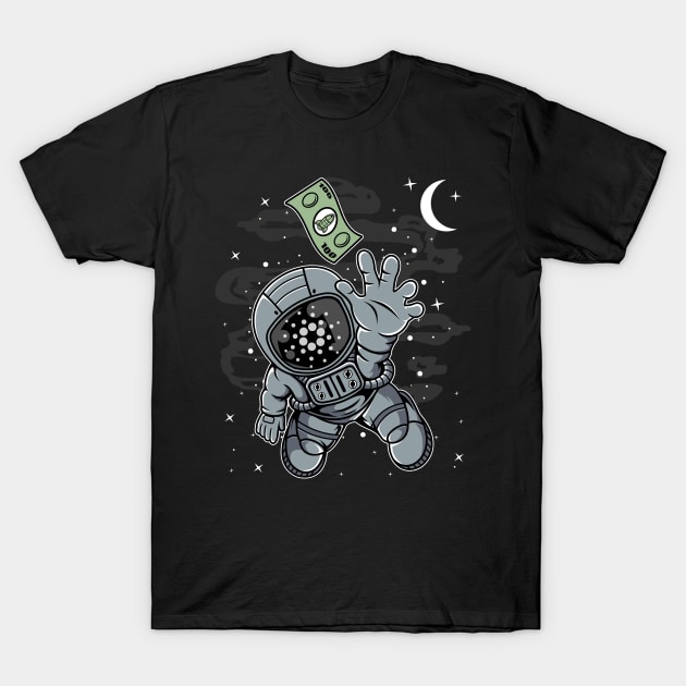 Astronaut Reaching Cardano ADA Coin To The Moon Crypto Token Cryptocurrency Blockchain Wallet Birthday Gift For Men Women Kids T-Shirt by Thingking About